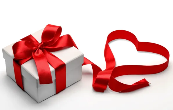 Картинка подарок, сердце, лента, love, бант, box, heart, romantic