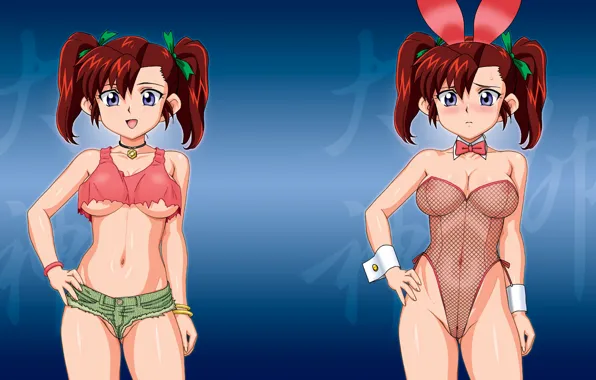 Girl, sexy, cleavage, shorts, boobs, anime, beautiful, short hair