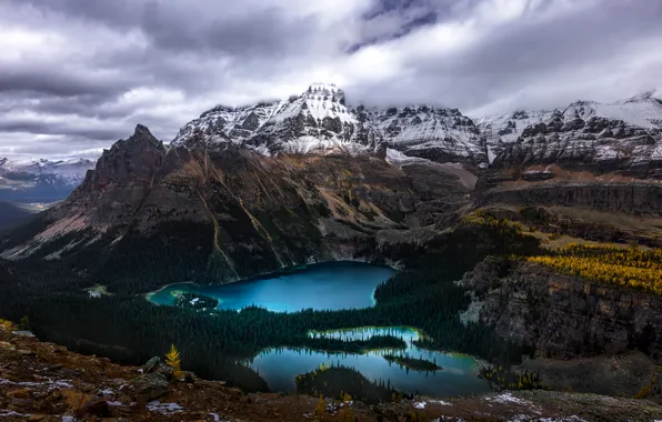 Картинка облака, горы, озеро, красота, Канада, Canada, mountains, clouds