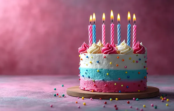 Свечи, colorful, торт, happy, cake, celebration, birthday, candles