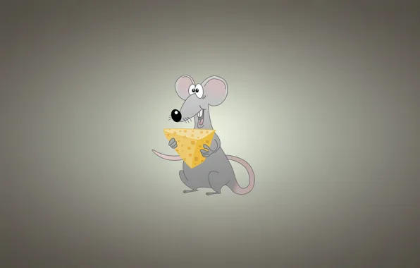 Картинка минимализм, мышь, сыр, светлый фон, крыса, rat, mouse