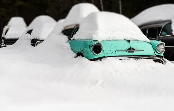 Картинка зима, снег, машины