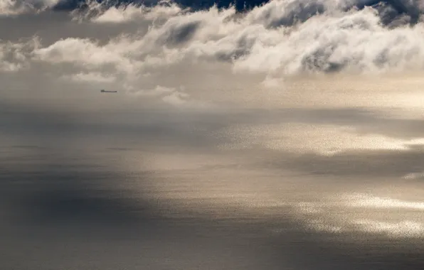 Море, облака, корабль, sea, clouds, ship, Алексей Харитонов