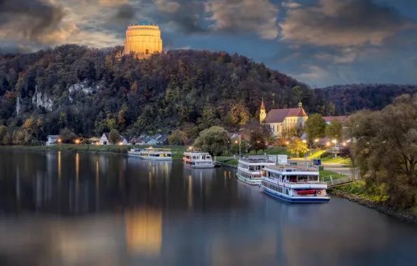 Картинка пейзаж, гора, Германия, Бавария, Дунай, монумент, Бефрайунгсхалле, Зал Освобождения