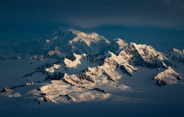 Storm, winter, mountains, shadow