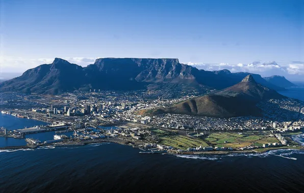 Город, панорама, South Africa, Южная Африка, Table Mountain