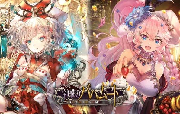 Девушки, аниме, арт, shingeki no bahamut