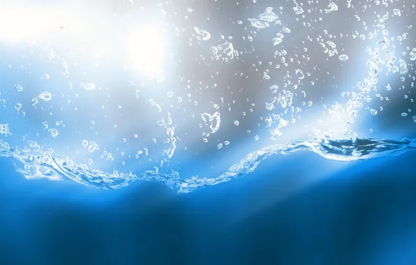 Картинка синий, пузыри, Вода