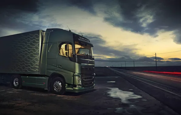 Небо, трасса, volvo 2013, euro truck simulator 2, прицеп.