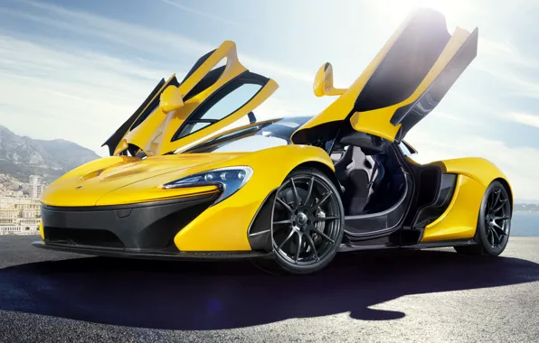 Авто, McLaren, суперкар, открытые двери, двери «крылья бабочки», McLaren P1