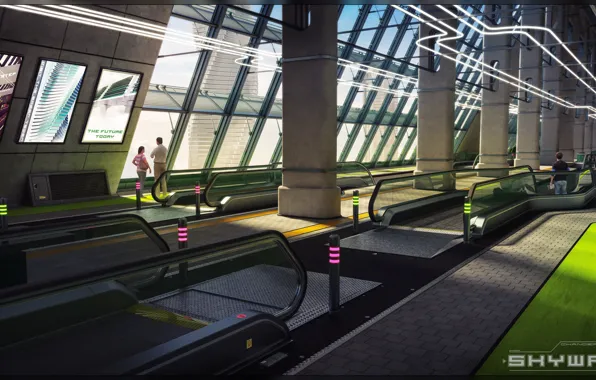 Люди, сооружение, конвейер, Skyway, Constructions