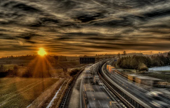 Картинка дорога, небо, закат