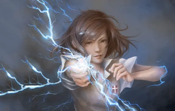 Арт, Anime, Misaka Mikoto, To Aru Kagaku no Railgun, электричество.
