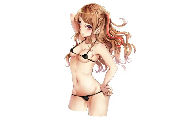 Girl, sexy, cleavage, erect nipples, long hair, boobs, anime, beautiful
