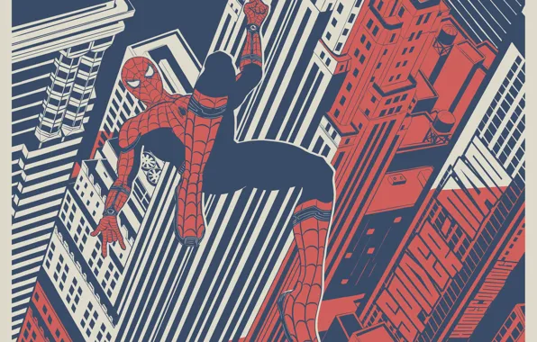 City, cinema, spider, man, boy, cartoon, Marvel, movie