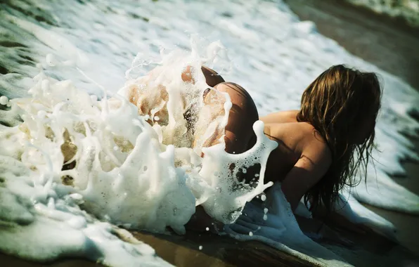 Море, вода, девушка, поза