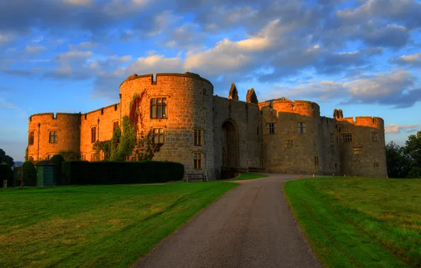 Картинка дорога, замок, Великобритания, Chirk Castle