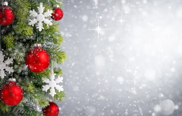 Украшения, снежинки, шары, елка, Новый Год, Рождество, happy, Christmas