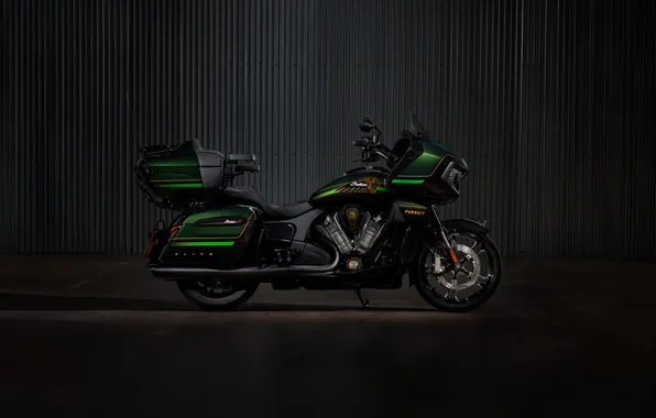 Elite, Bikes, 2025, Dark green, Dark background, Cruiser motorcycle, Indian Pursuit