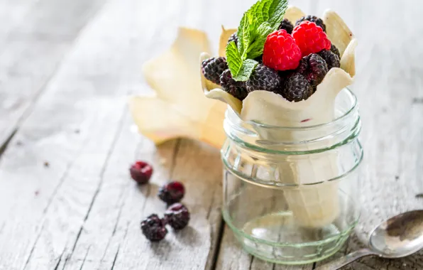Ягоды, малина, банка, десерт, ежевика, сладкое, sweet, Raspberry