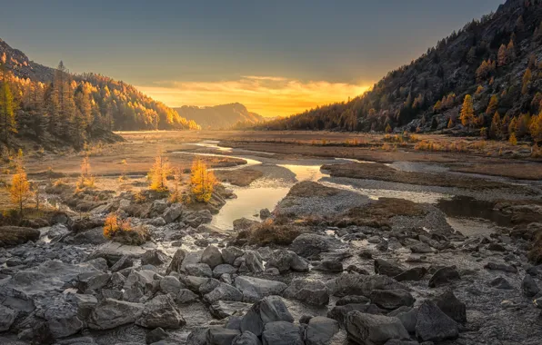 Закат, горы, природа