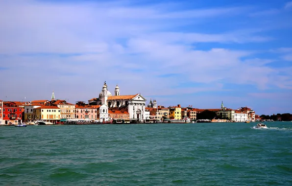Море, дома, Италия, Венеция, канал