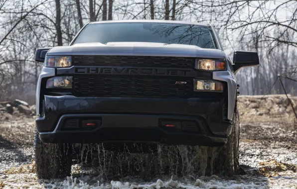 Картинка вода, Chevrolet, перед, пикап, Custom, Silverado, 2020, стекает