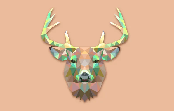 Абстракция, животное, минимализм, олень, рога, deer