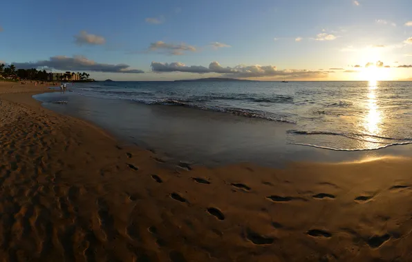 Море, пляж, пейзаж, природа, побережье, Гавайи, США, Maui