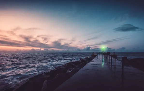 Light, Clouds, Sky, Stars, Web, Water, Evening, Ocean