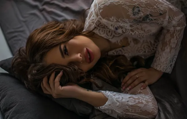 Взгляд, девушка, руки, кружево, Ульяна, Полина Климович