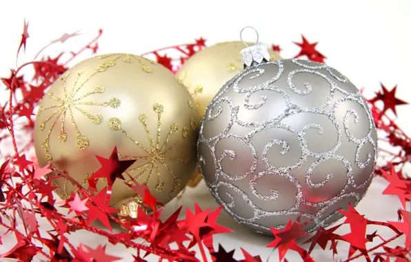 Шарики, шары, узоры, игрушки, серебристый, Новый Год, Рождество, декорации