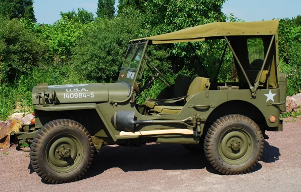 Картинка войны, автомобиль, армейский, 1944, Jeep, повышенной, проходимости, мировой