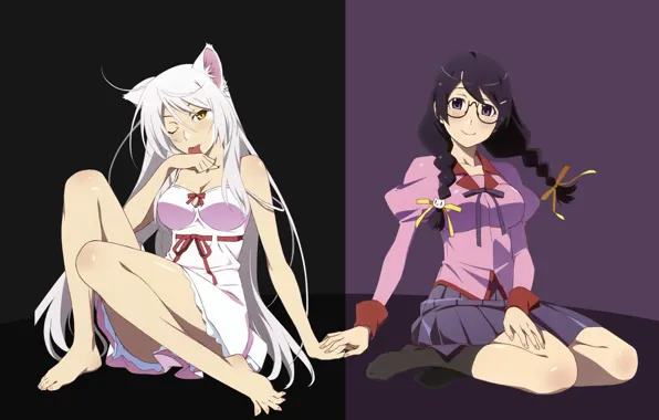 Kawaii, neko, anime, cat, brunette, manga, bishojo, seifuku