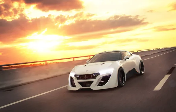 Белый, солнце, блики, Nissan, white, GT-R, ниссан, front