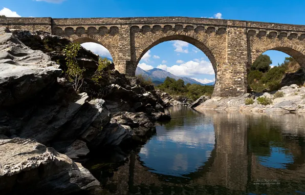 Ocean, bridge, mountains