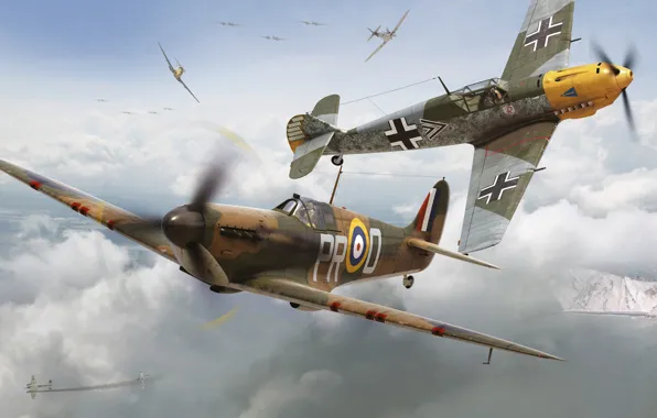 Германия, истребитель, Великобритания, вермахт, люфтваффе, Raf, Messerschmitt Bf 109E-4, Adam Tooby