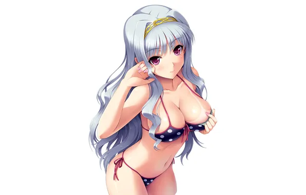 Girl, sexy, cleavage, long hair, boobs, anime, beautiful, purple eyes