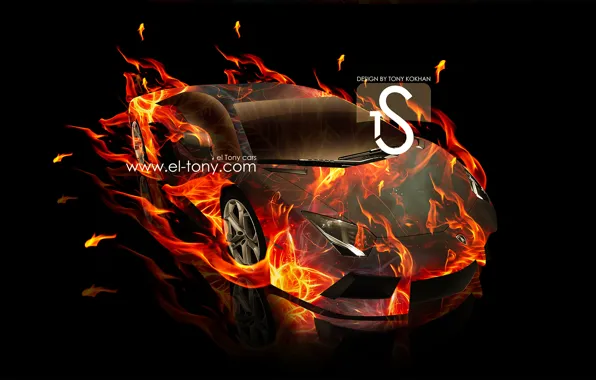 Lamborghini, Car, Fire, Aventador, el Tony Cars, Огненная