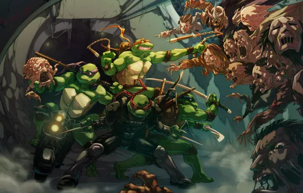Картинка Черепашки-ниндзя, TMNT, Raphael, Leonardo, Donatello, Teenage Mutant Ninja Turtles, Michelangelo, Shredder