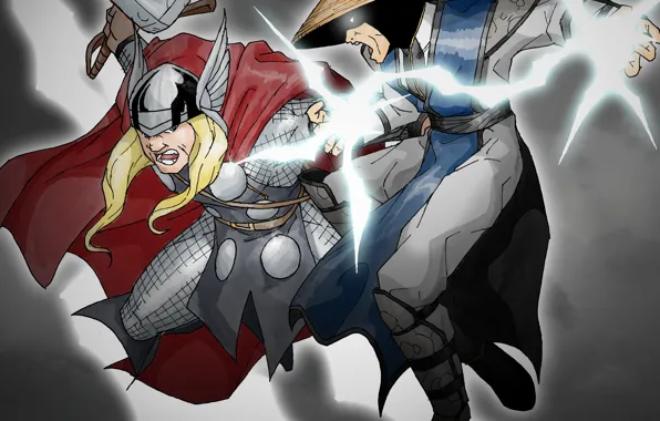 Marvel, mortal kombat, thor, raiden, thunder god