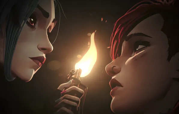 Sisters, Jinx, lighter, Riot Games, tv series, Arcane, Vi, Arcane: League of Legends