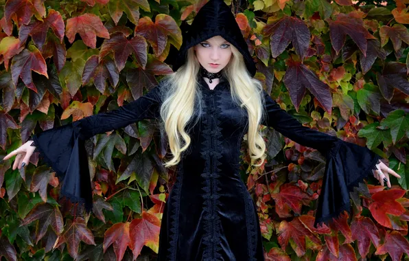 Girl, gothic, witch, blonde hair, Maria Amanda
