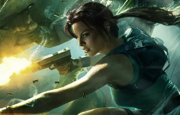 Картинка Девушка, Пистолет, Лара Крофт, Lara Croft and the Guardian of Light