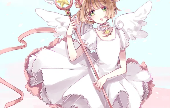 Крылья, ангел, платье, девочка, Card Captor Sakura, Сакура - собирательница карт