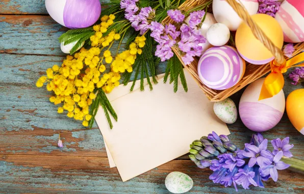 Картинка цветы, Пасха, happy, flowers, spring, Easter, eggs, decoration