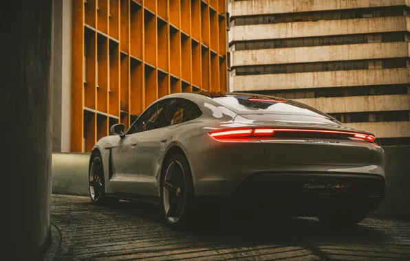 Белый, Автомобиль, Стоянка, Porsche Taycan Turbo S