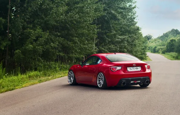 Картинка Red, Car, Sport, Summer, Road, FR-S, Scion, Rear