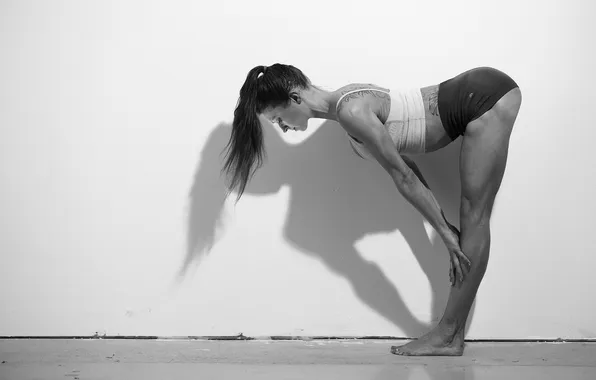 White, black, legs, pose, stretching