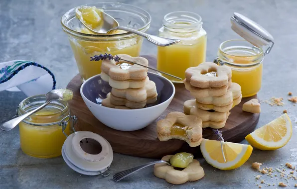 Картинка печенье, лимоны, джем